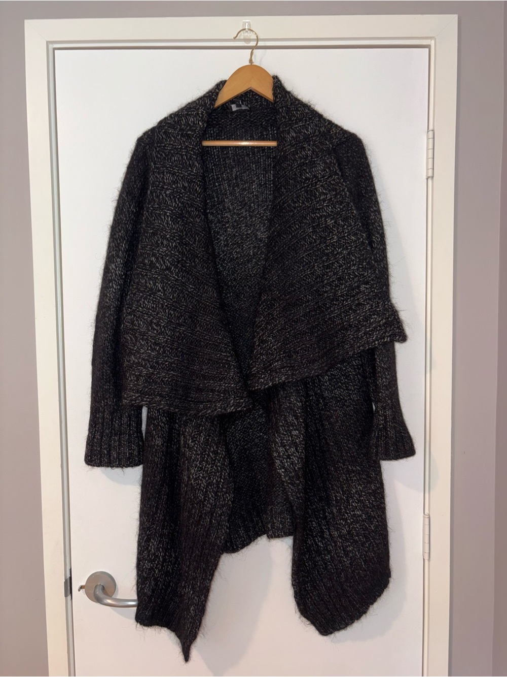 Eileen Fisher Open-Front Black Knit Cardigan Sweater - Picture 1 of 10